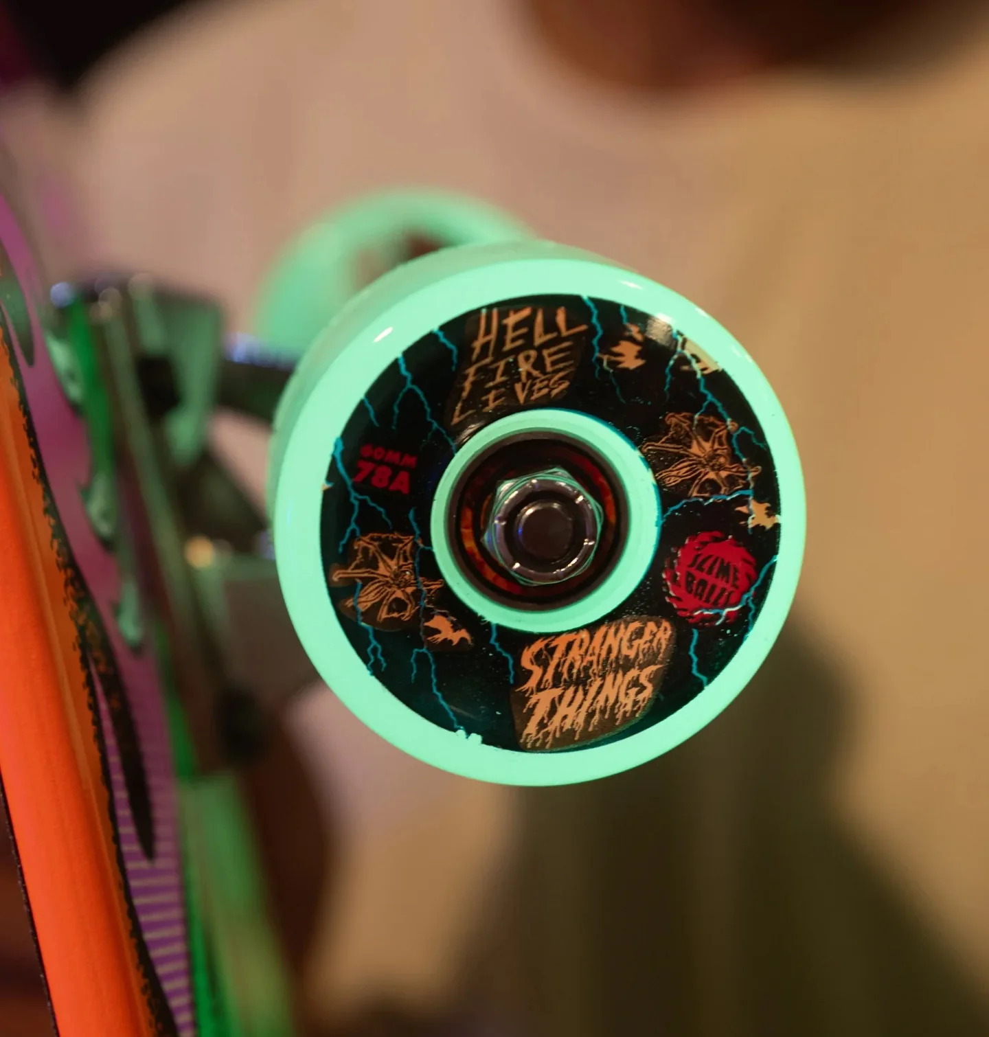 Slime Balls x Stranger Things Skateboard Wheels 60mm Meek Slasher Eddie OG 78A Glow in the Dark - Image 5