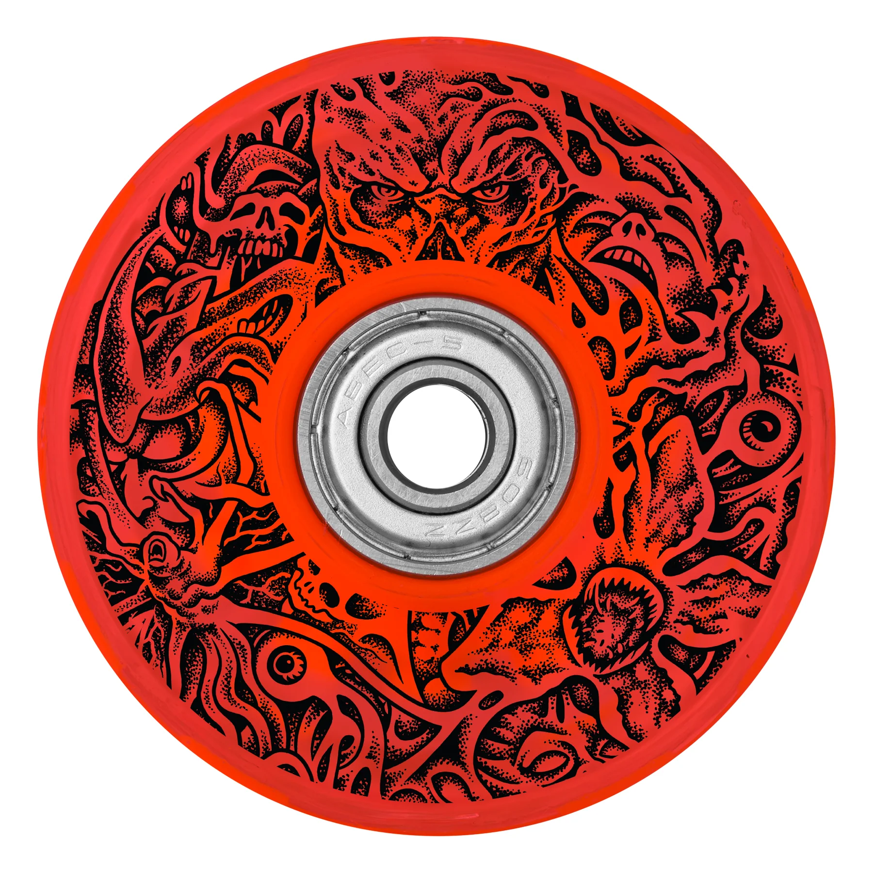 Slime Balls x Stranger Things Skateboard Wheels 66mm Hellfire Club Light Ups 78A With Bearings - Image 3
