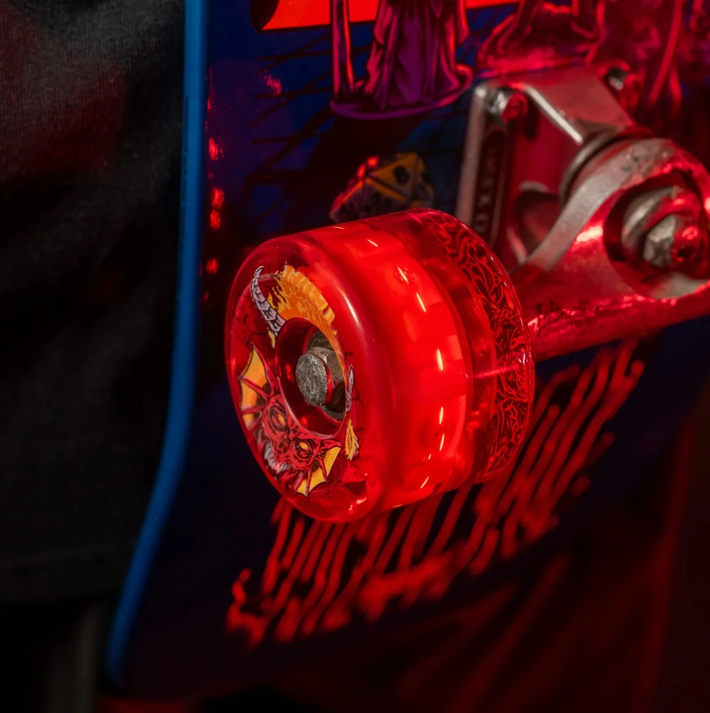 Slime Balls x Stranger Things Skateboard Wheels 66mm Hellfire Club Light Ups 78A With Bearings - Image 5