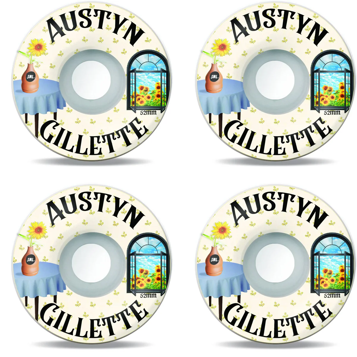 Sml Skateboard Wheels 52mm Austyn Gillette Still Life OG Wide 99A with Andale Bearings - Image 2