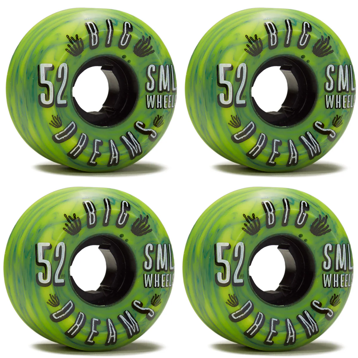 Sml Skateboard Wheels 52mm Succulent Cruiser 92A Green Swirl