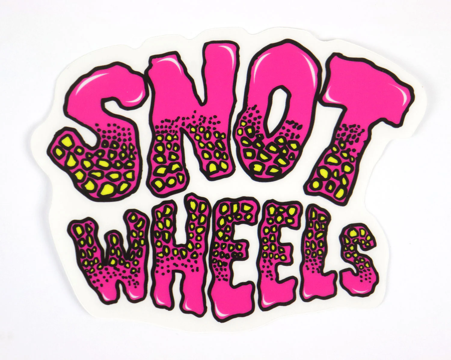 Snot Wheel Co. Skateboard Sticker Gatorskin Logo Pink/Yellow 4.5" x 3.5"