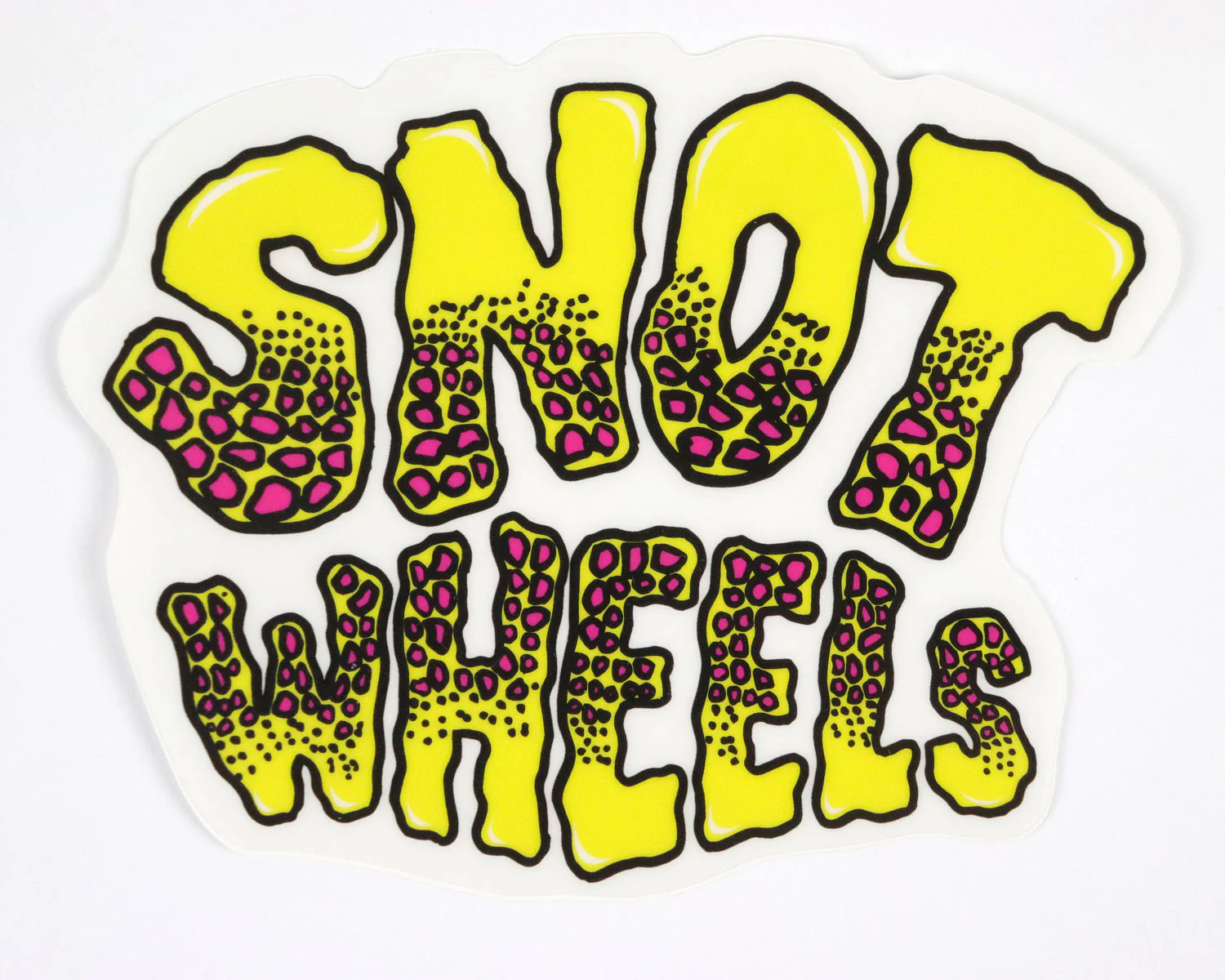 Snot Wheel Co. Skateboard Sticker Gatorskin Logo Yellow/Pink 4.5" x 3.5"