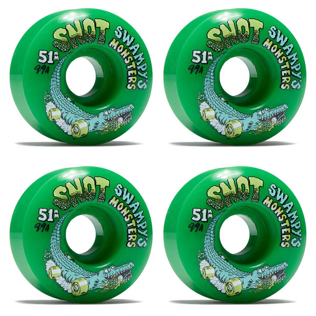 Snot Wheel Co. Skateboard Wheels 51mm Swampy Monsters 99A Green