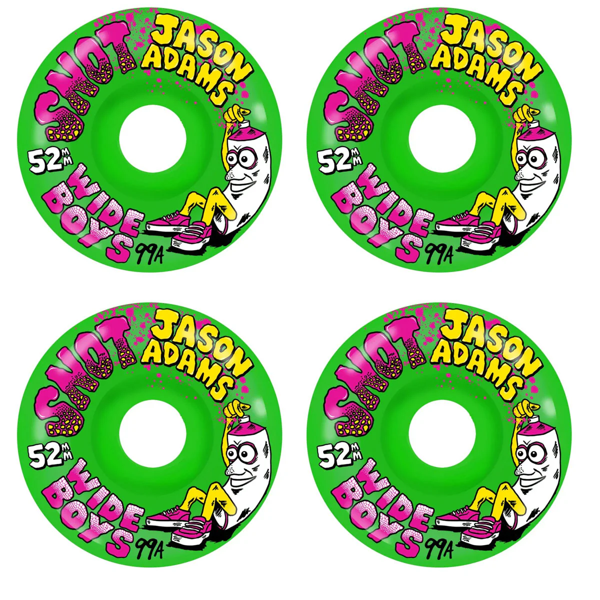 Snot Wheel Co. Skateboard Wheels 52mm Jason Adams Wide Boys 99A Green