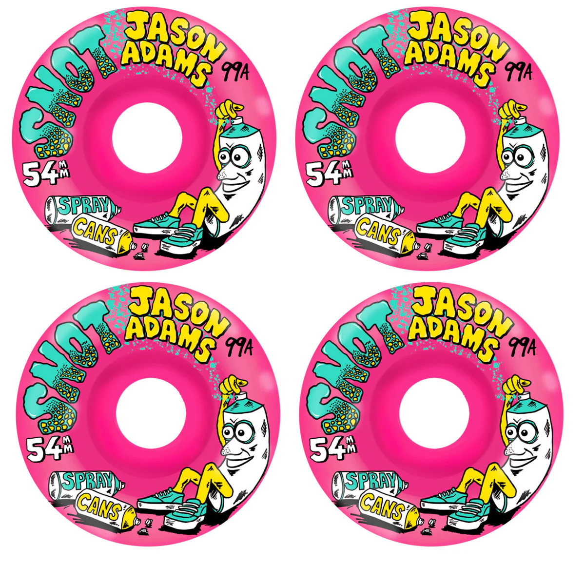 Snot Wheel Co. Skateboard Wheels 54mm Jason Adams Spray Can 99A Pink