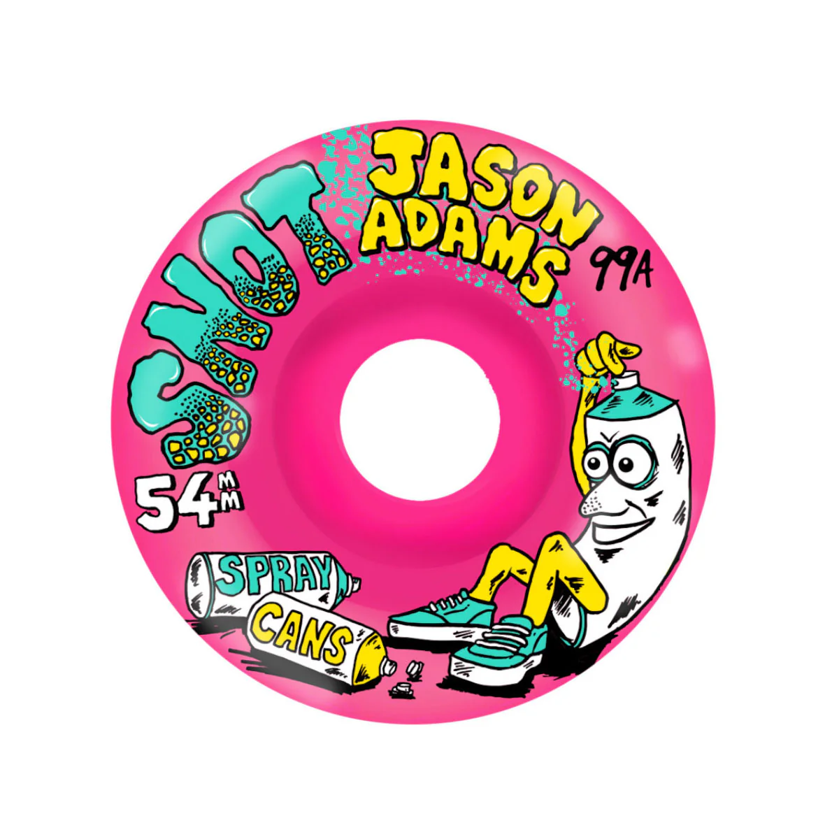 Snot Wheel Co. Skateboard Wheels 54mm Jason Adams Spray Can 99A Pink - Image 2