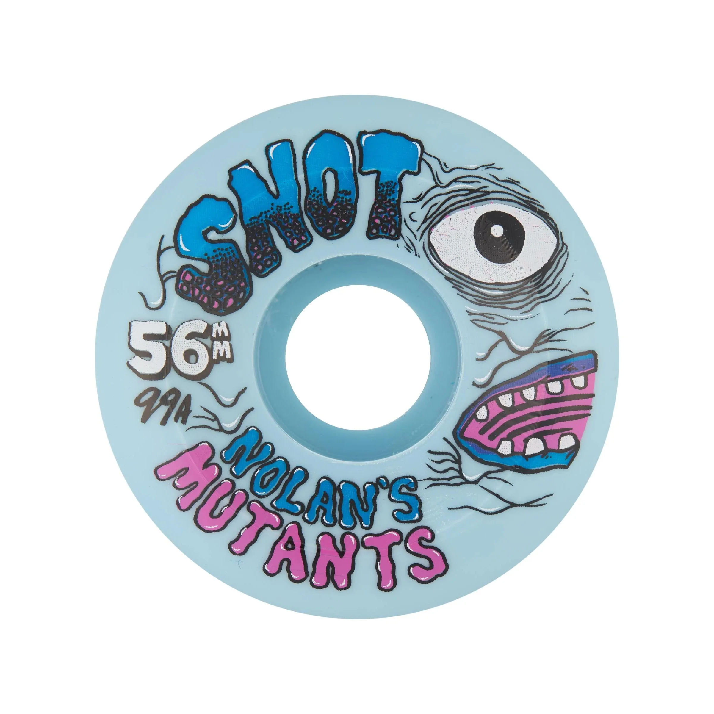 Snot Wheel Co. Skateboard Wheels 56mm Nolans Mutations Conical 99A Ice Blue - Image 2