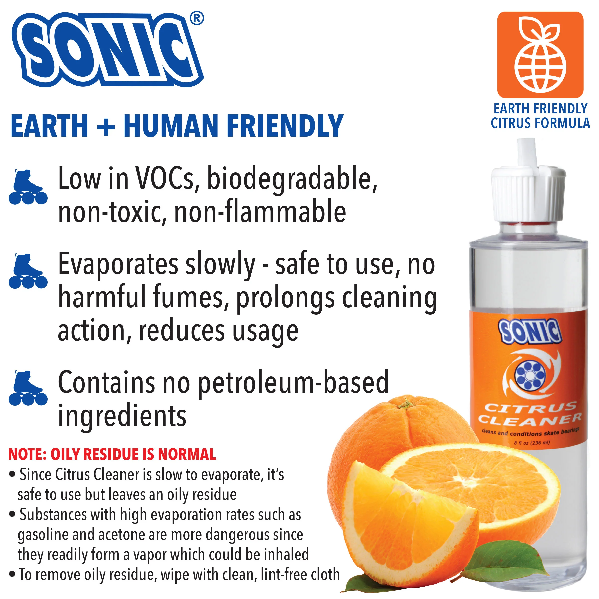 Sonic Citrus Cleaner - Cleans and Conditions Skate Bearings - 8fl OZ - Image 4
