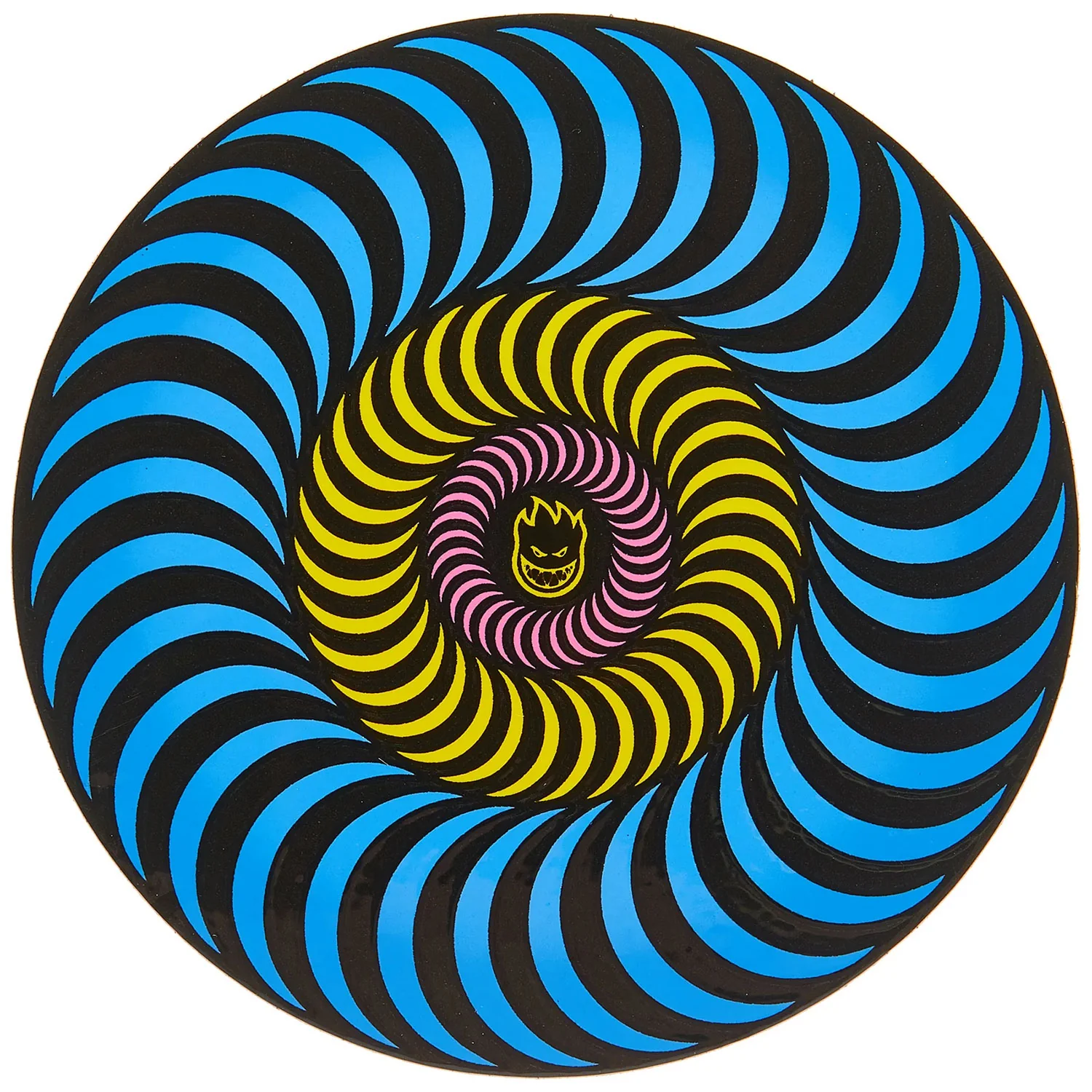 Spitfire Skateboard Tri-Color Swirl Bighead Sticker Blue/Yellow 5.5"