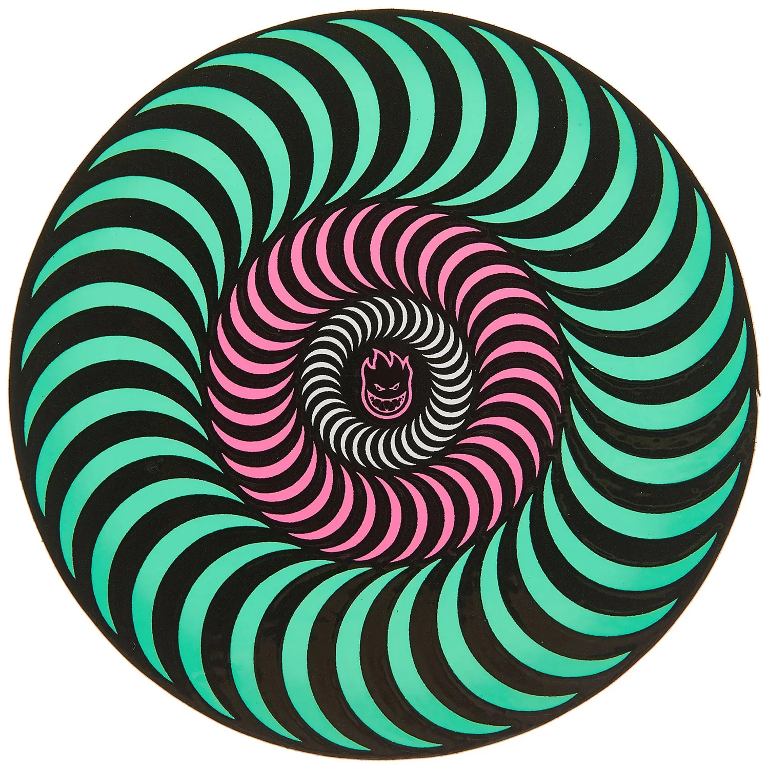 Spitfire Skateboard Tri-Color Swirl Bighead Sticker Green/Pink 5.5"