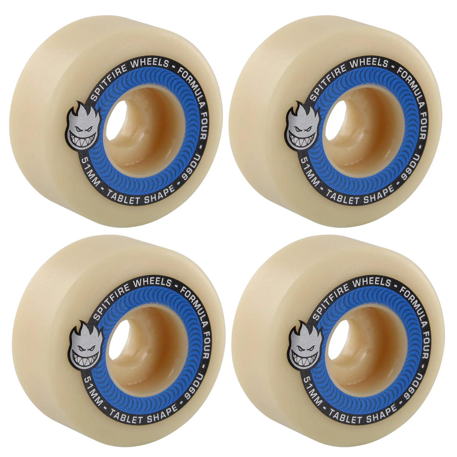 Spitfire Skateboard Wheels 51mm Tablets F4 99A with Bronson Pro G3 Bearings - Image 2