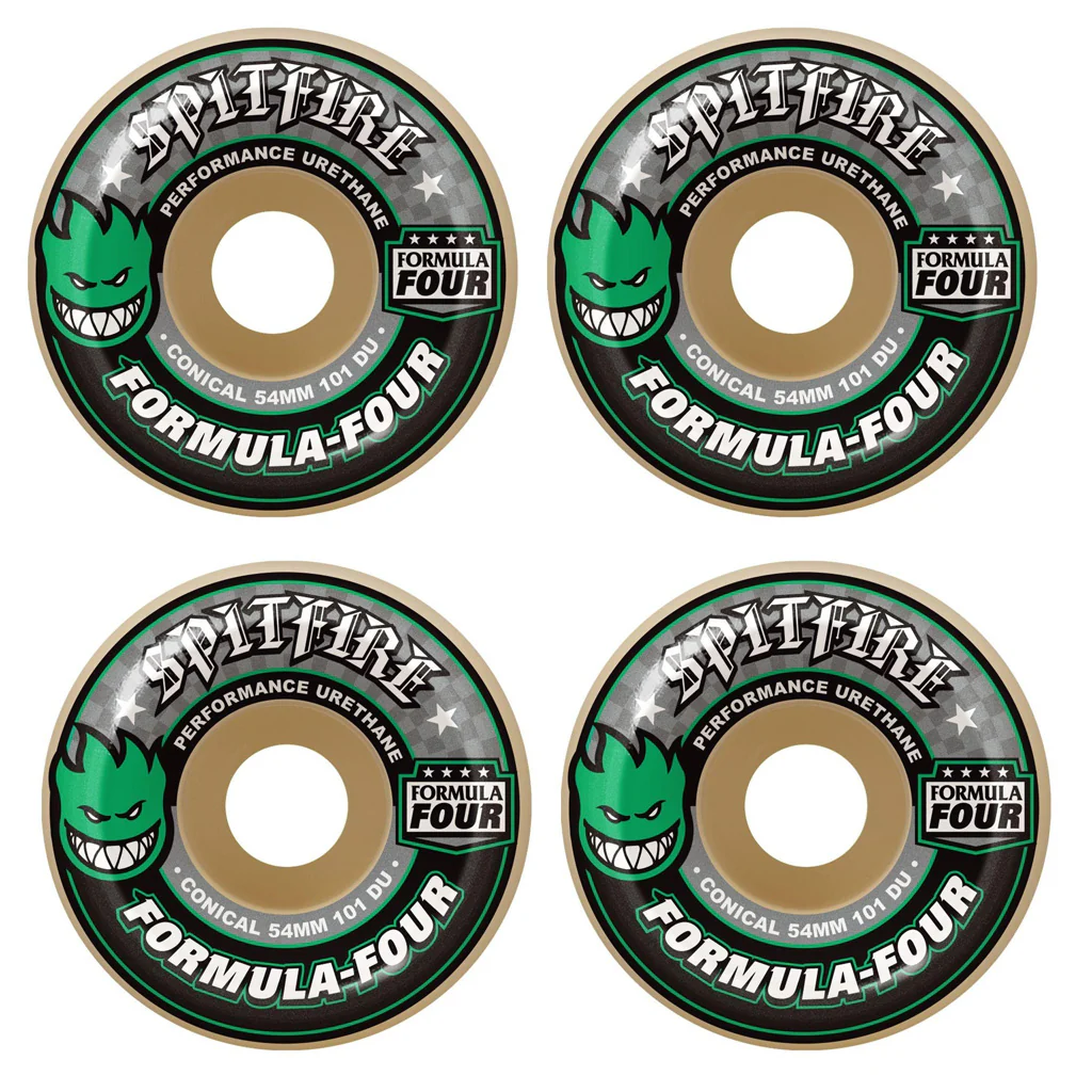 Spitfire Skateboard Wheels 52mm 101A F4 Conical with Bronson Pro G3 Bearings - Image 2