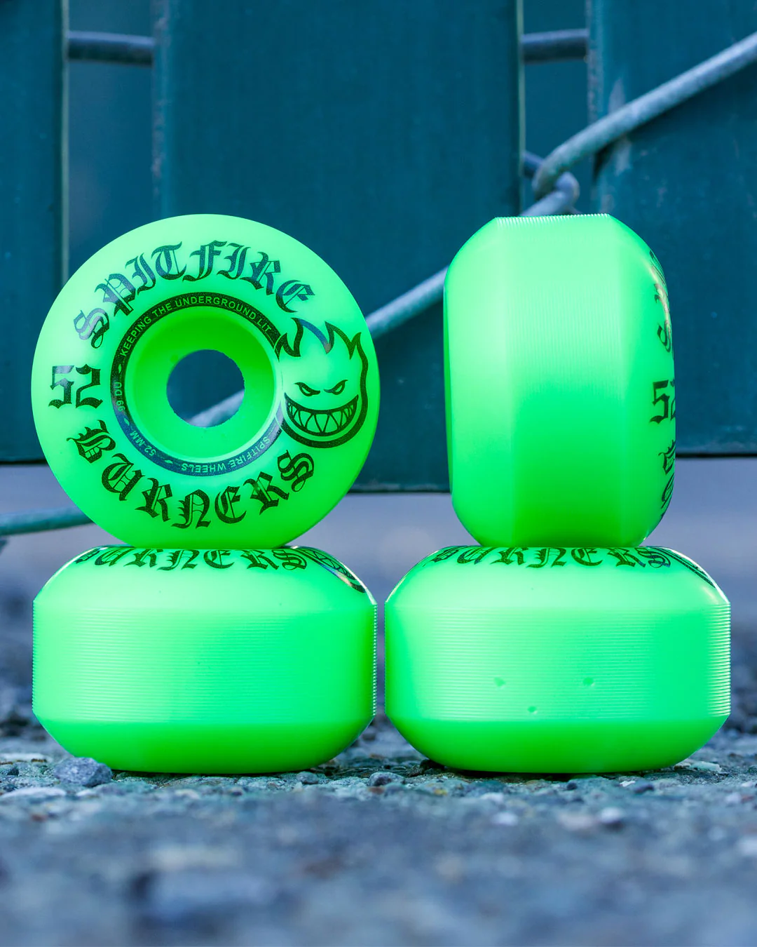Spitfire Skateboard Wheels 52mm Bighead 99A Burners Green - Image 3