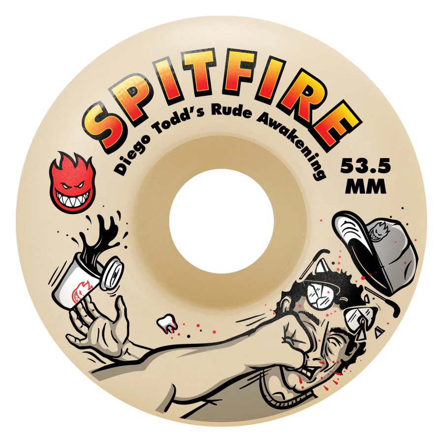 Spitfire Skateboard Wheels 53.5mm F4 99A Diego Todd Rude Awakening Classic Natural - Image 2