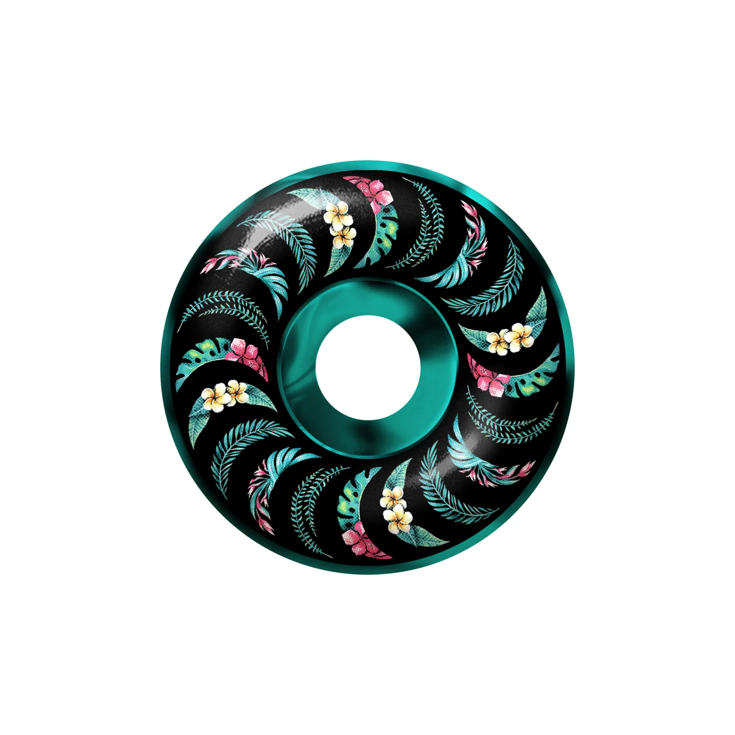 Spitfire Skateboard Wheels 53mm F4 99A Floral Classic Teal/Black Swirl - Image 2
