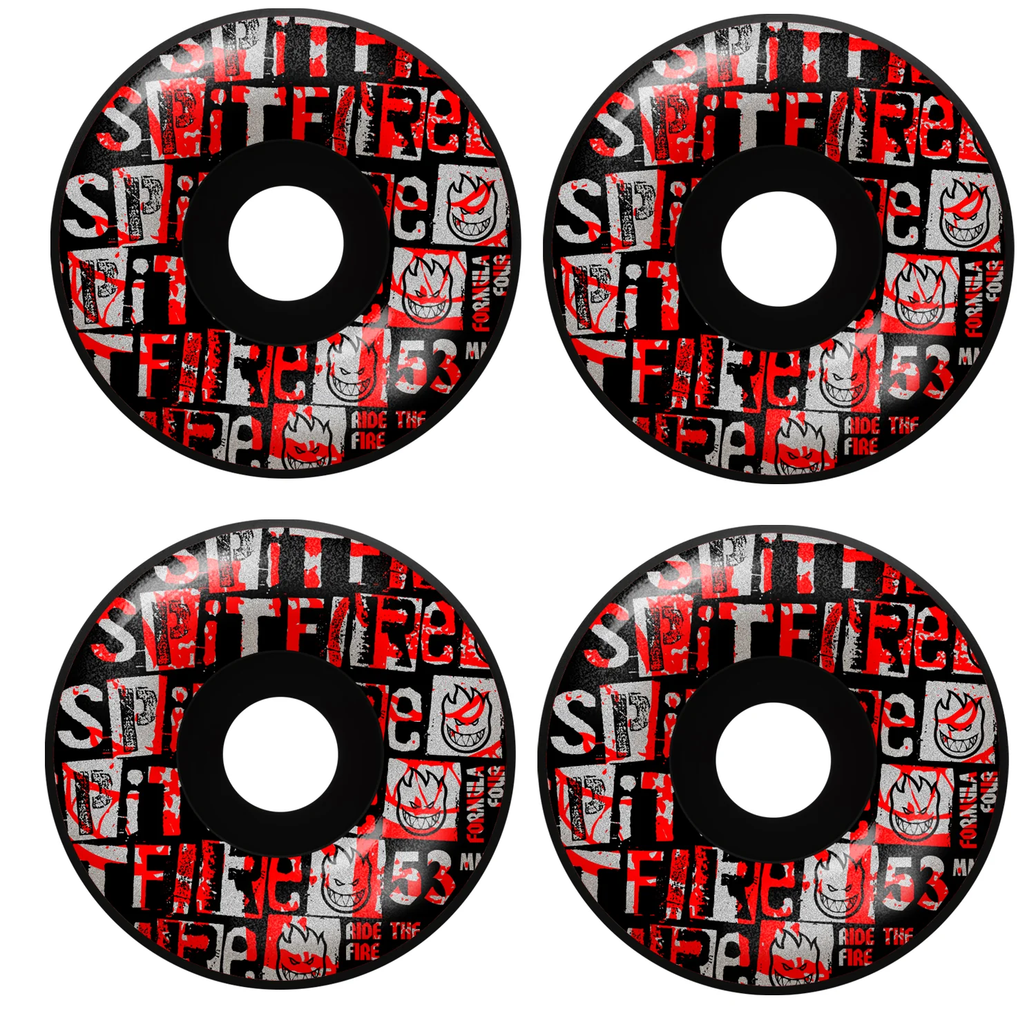 Spitfire Skateboard Wheels 53mm F4 99A Ransom Radial Black