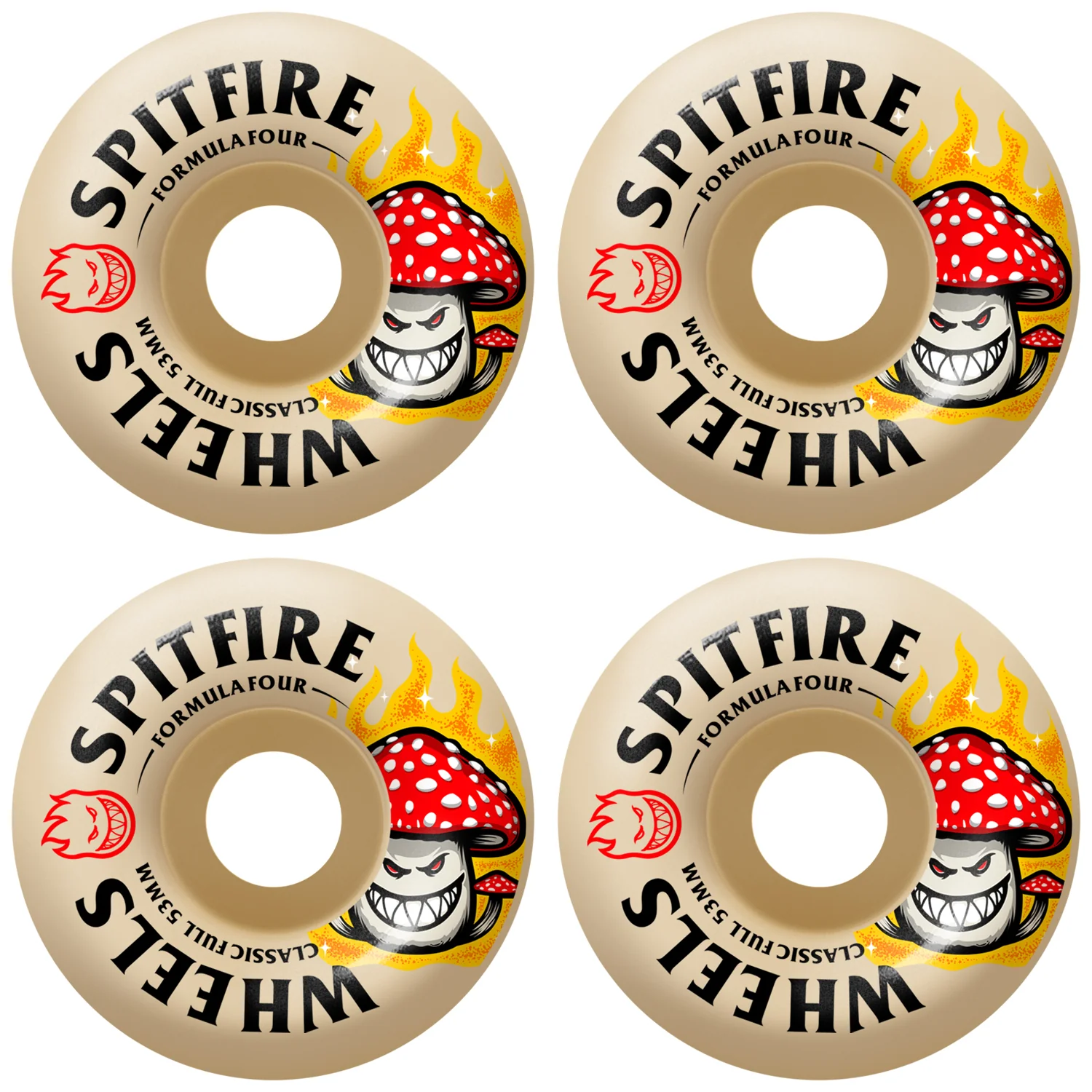 Spitfire Skateboard Wheels 53mm F4 Shroom Bighead Classic Full 99A Natural