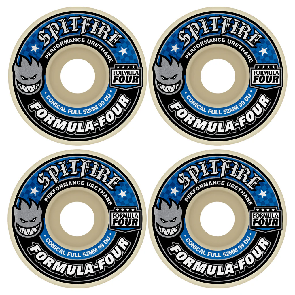 Spitfire Skateboard Wheels 54mm 99A F4 Conical Full with Bronson Pro G3 Bearings - Image 2