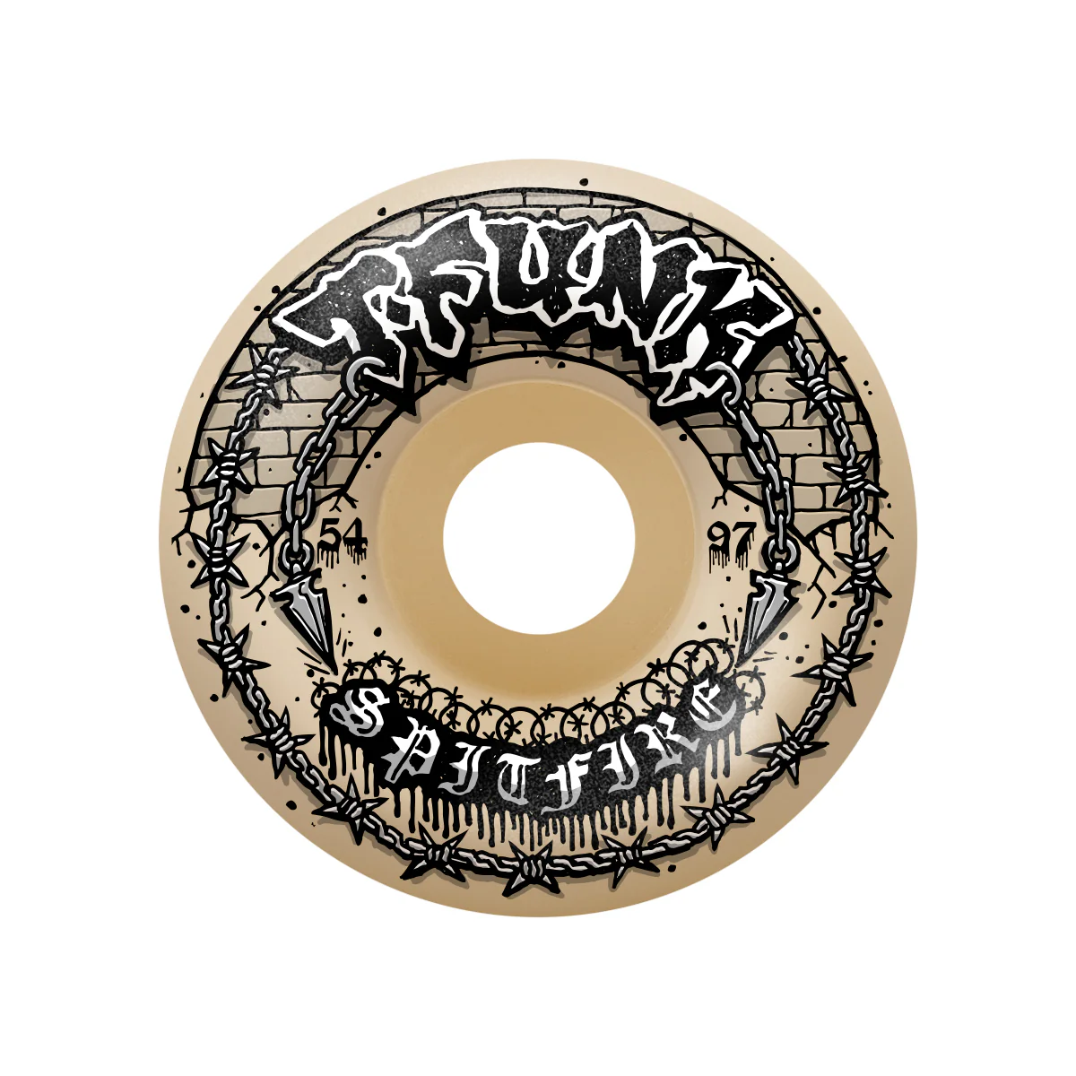 Spitfire Skateboard Wheels 54mm F4 97A T-Funk Raw Radial Full Natural - Image 2