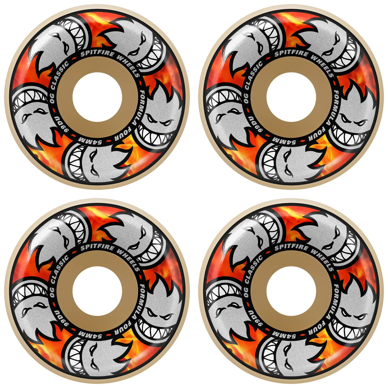 Spitfire Skateboard Wheels 54mm F4 99A Multiball OG Classic Natural