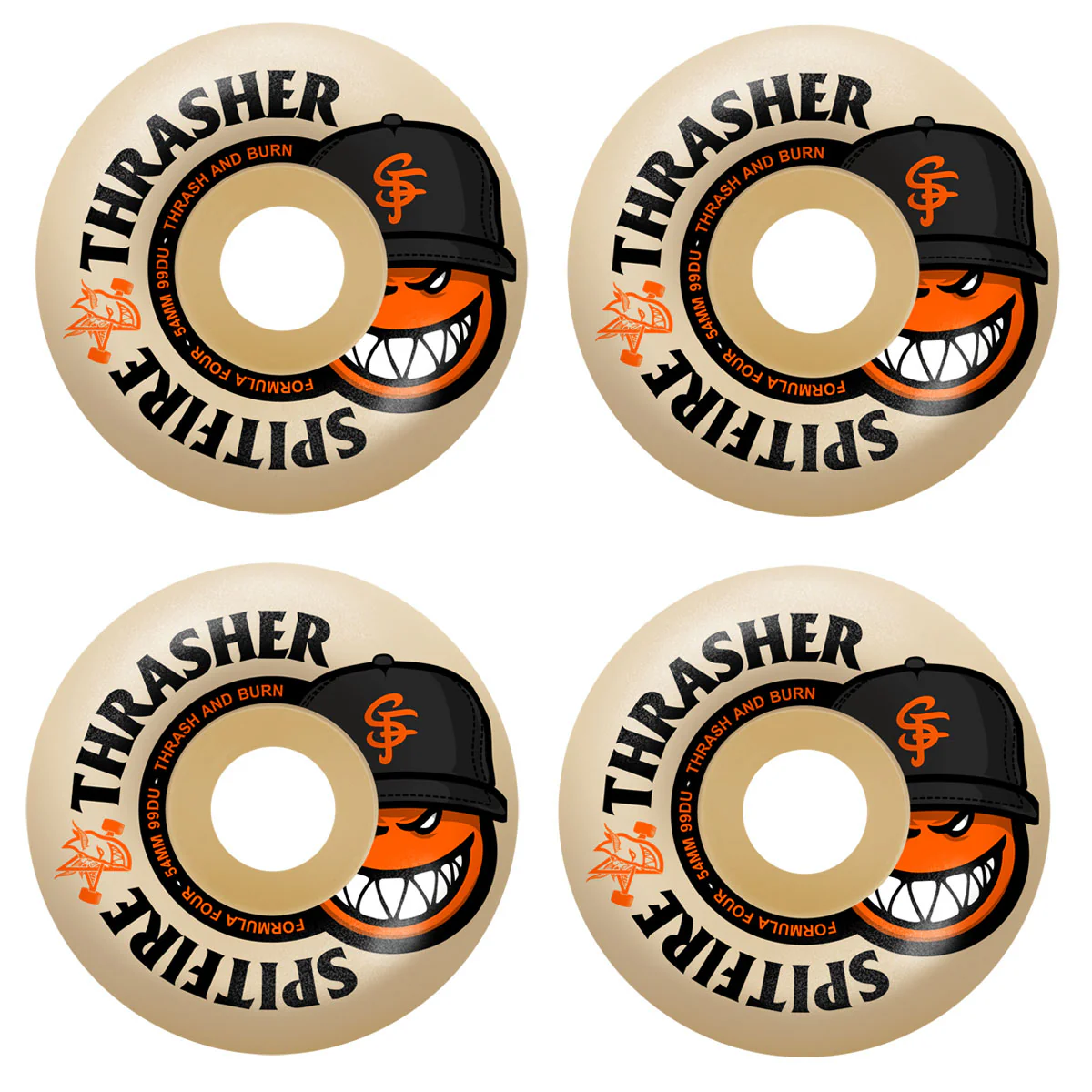 Spitfire Skateboard Wheels 54mm F4 99A Thrasher The City Radial Full Natural