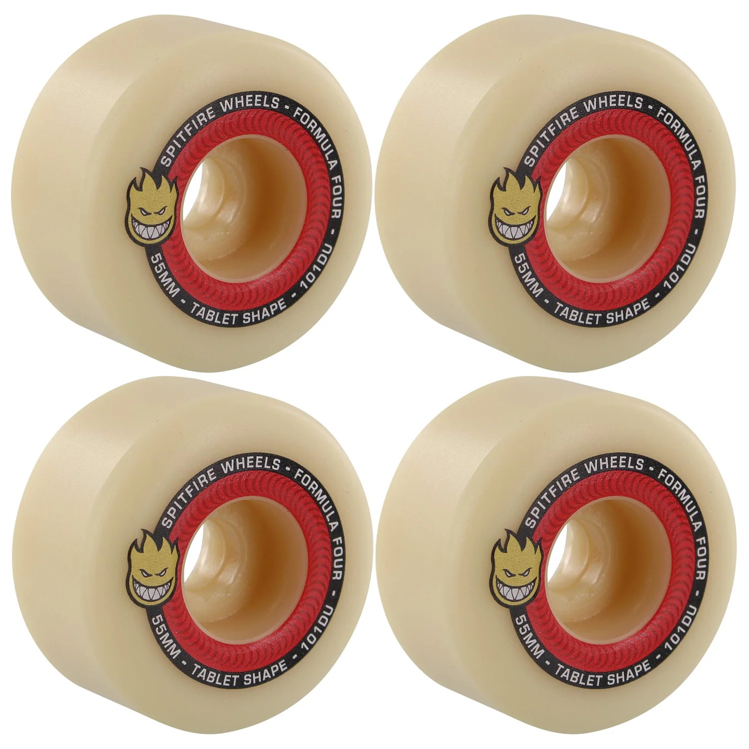 Spitfire Skateboard Wheels 54mm Tablets F4 101A with Bronson Pro G3 Bearings - Image 2