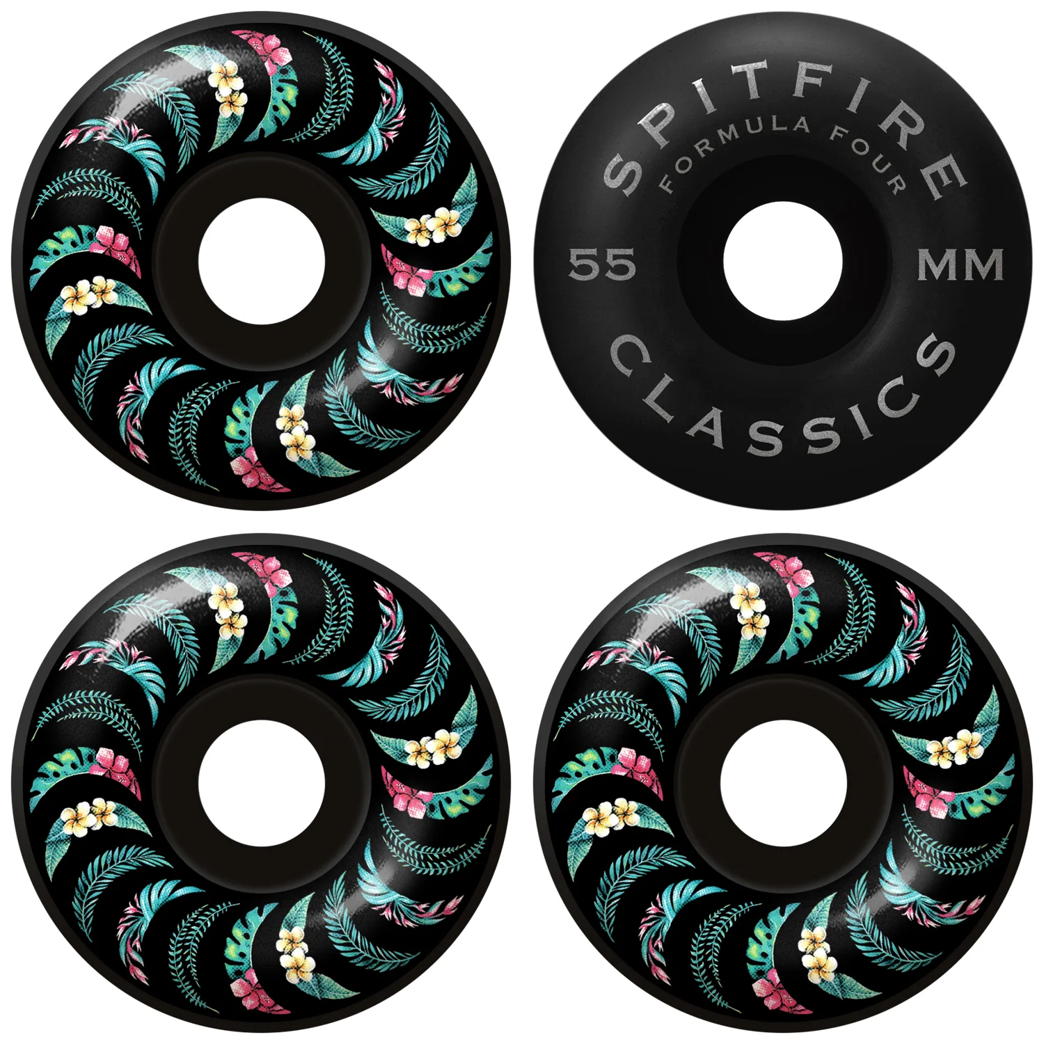 Spitfire Skateboard Wheels 55mm F4 99A Floral Classic Black