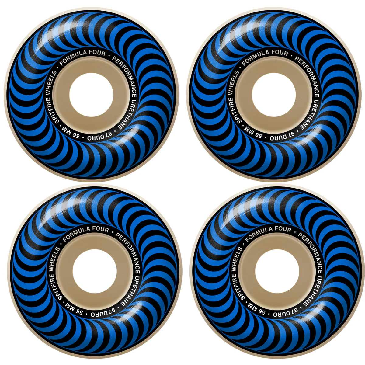 Spitfire Skateboard Wheels 56mm 97A Formula 4 Classics with Bronson Pro G3 Bearings - Image 2
