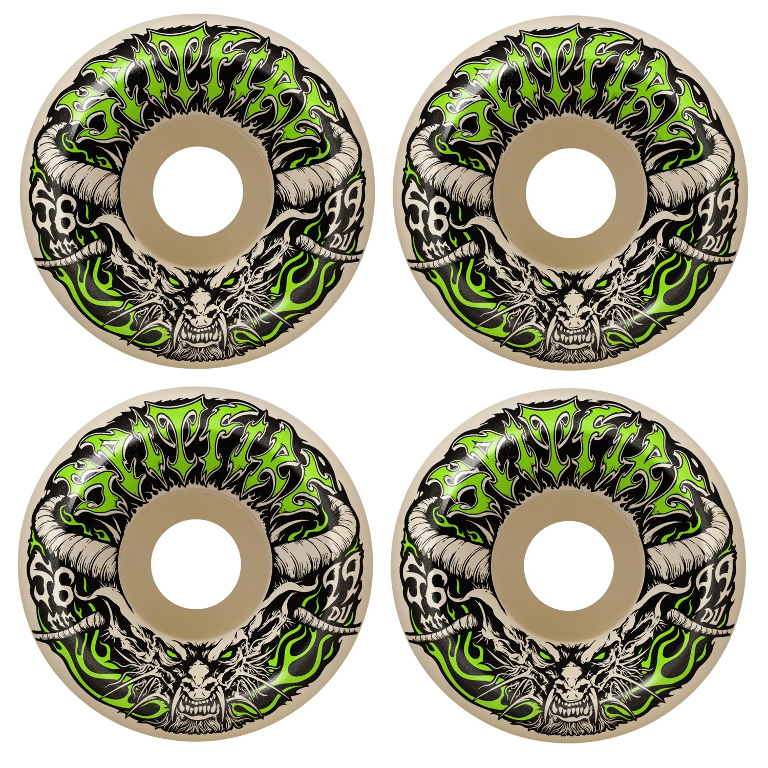 Spitfire Skateboard Wheels 56mm F4 99A Demon Redux Conical Full Natural
