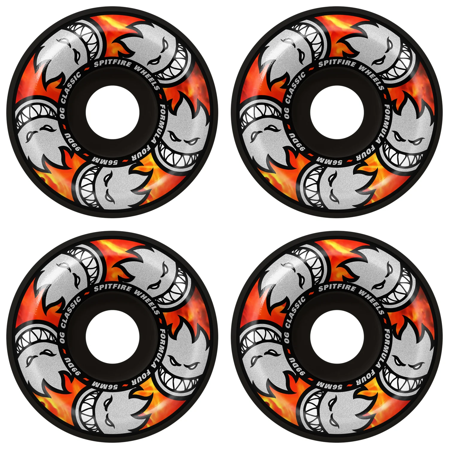 Spitfire Skateboard Wheels 56mm F4 99A Multiball OG Classic Black