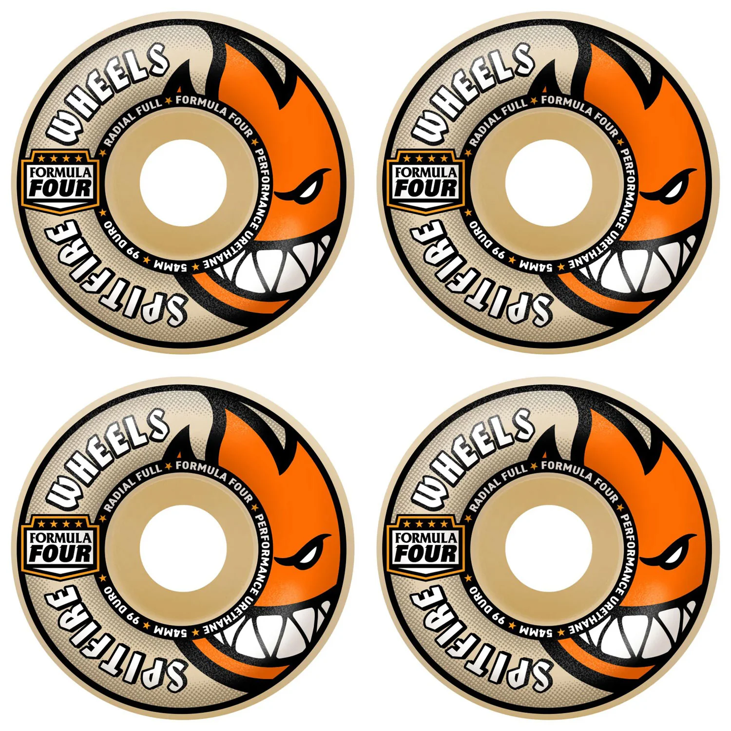 Spitfire Skateboard Wheels 56mm F4 99A Radial Full Natural