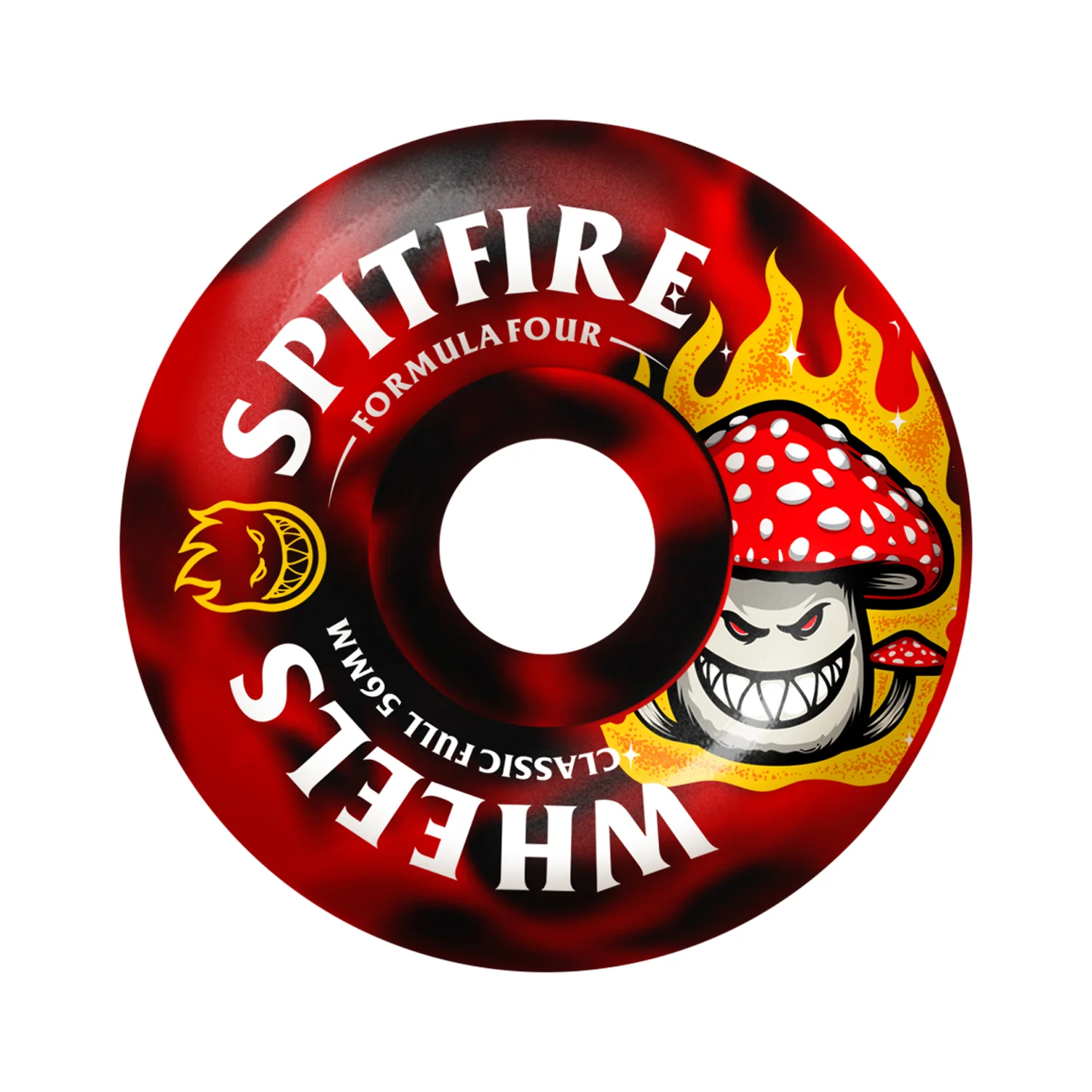 Spitfire Skateboard Wheels 56mm F4 Shroom Bighead Classic Full 99A Black/Red Swirl - Image 2