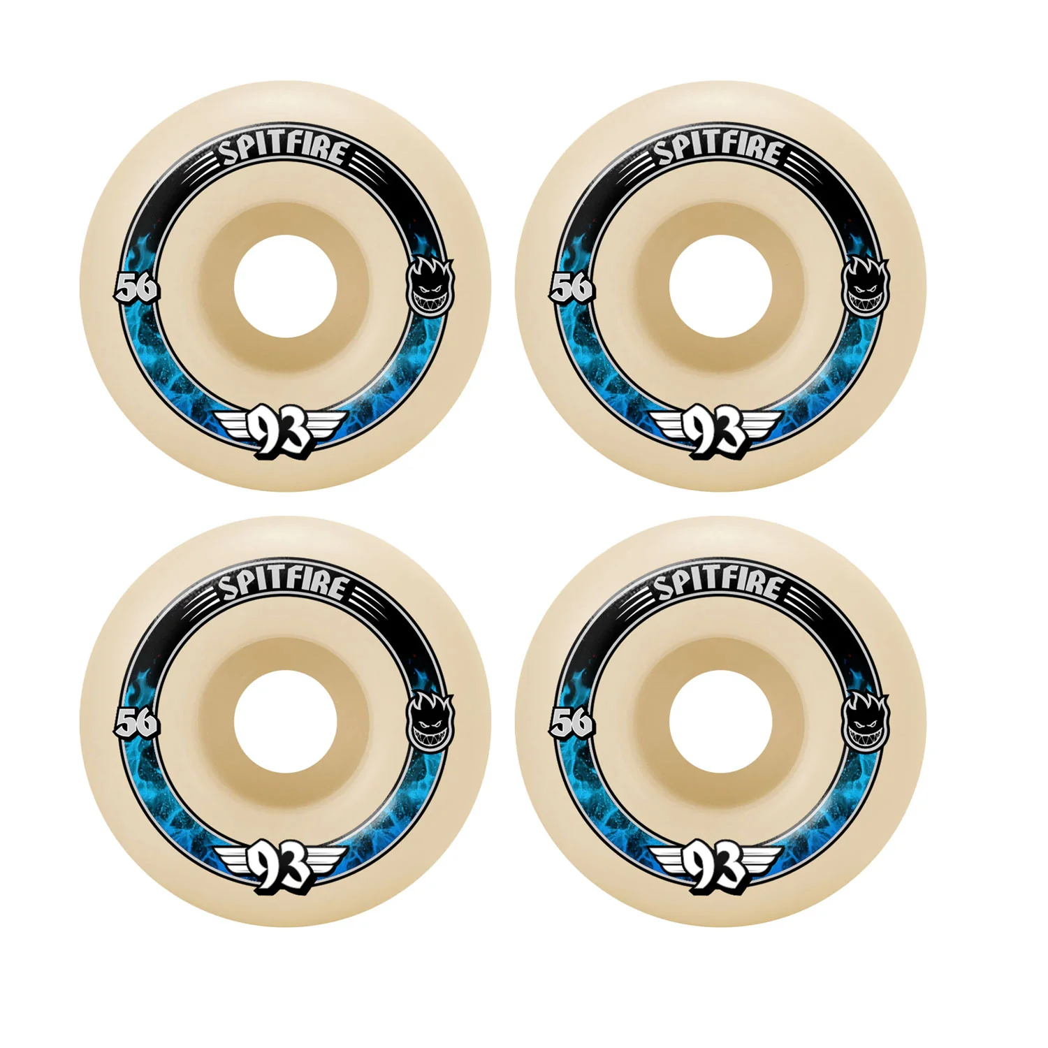 Spitfire Skateboard Wheels 56mm F4 Soft Sliders 93A Radials Natural