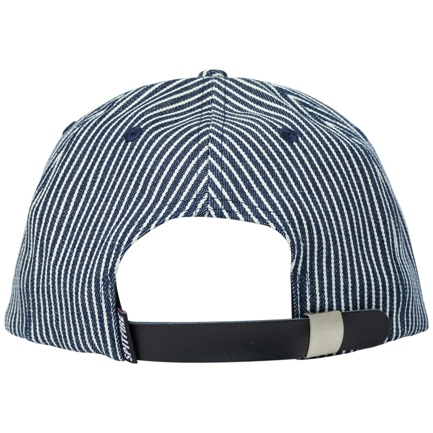 Spitfire Wheels Hat Flame Script Strapback Indigo Railroad Stripe - Image 2