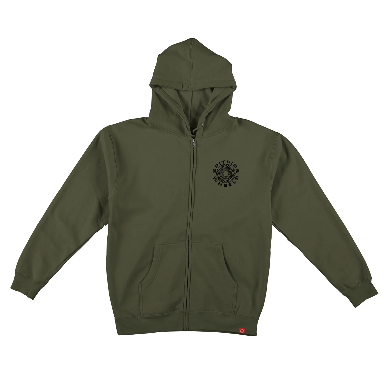 Spitfire Wheels Hoody Classic 87 Swirl Fill Zip Army/Black/Red - Image 2