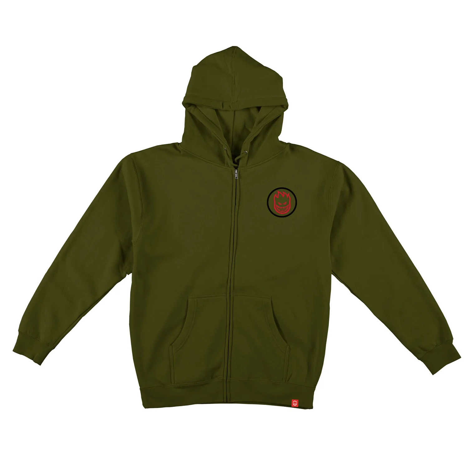 Spitfire Wheels Hoody Classic Swirl Overlay Zip Army/Black/Red - Image 2