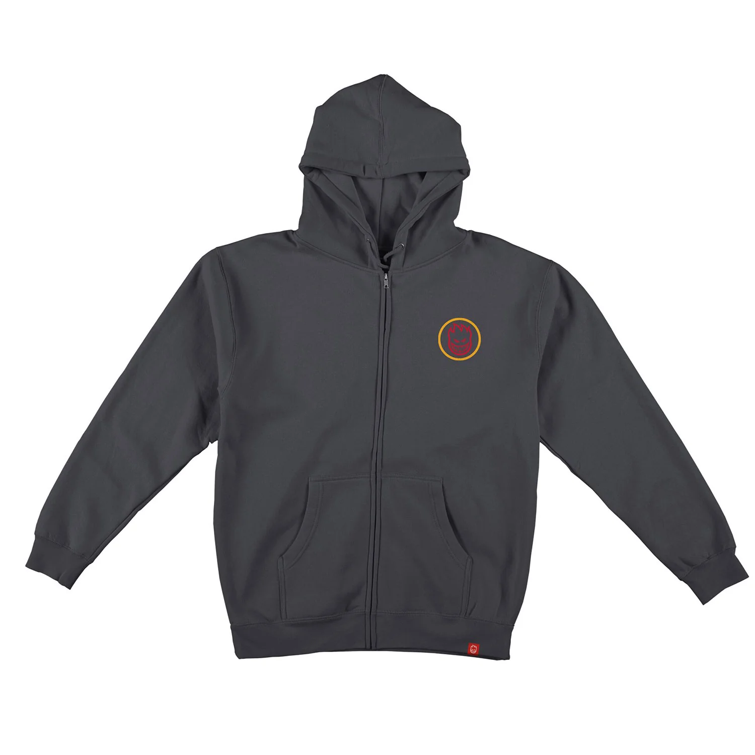 Spitfire Wheels Hoody Classic Swirl Overlay Zip Charcoal/Yellow/Red - Image 2