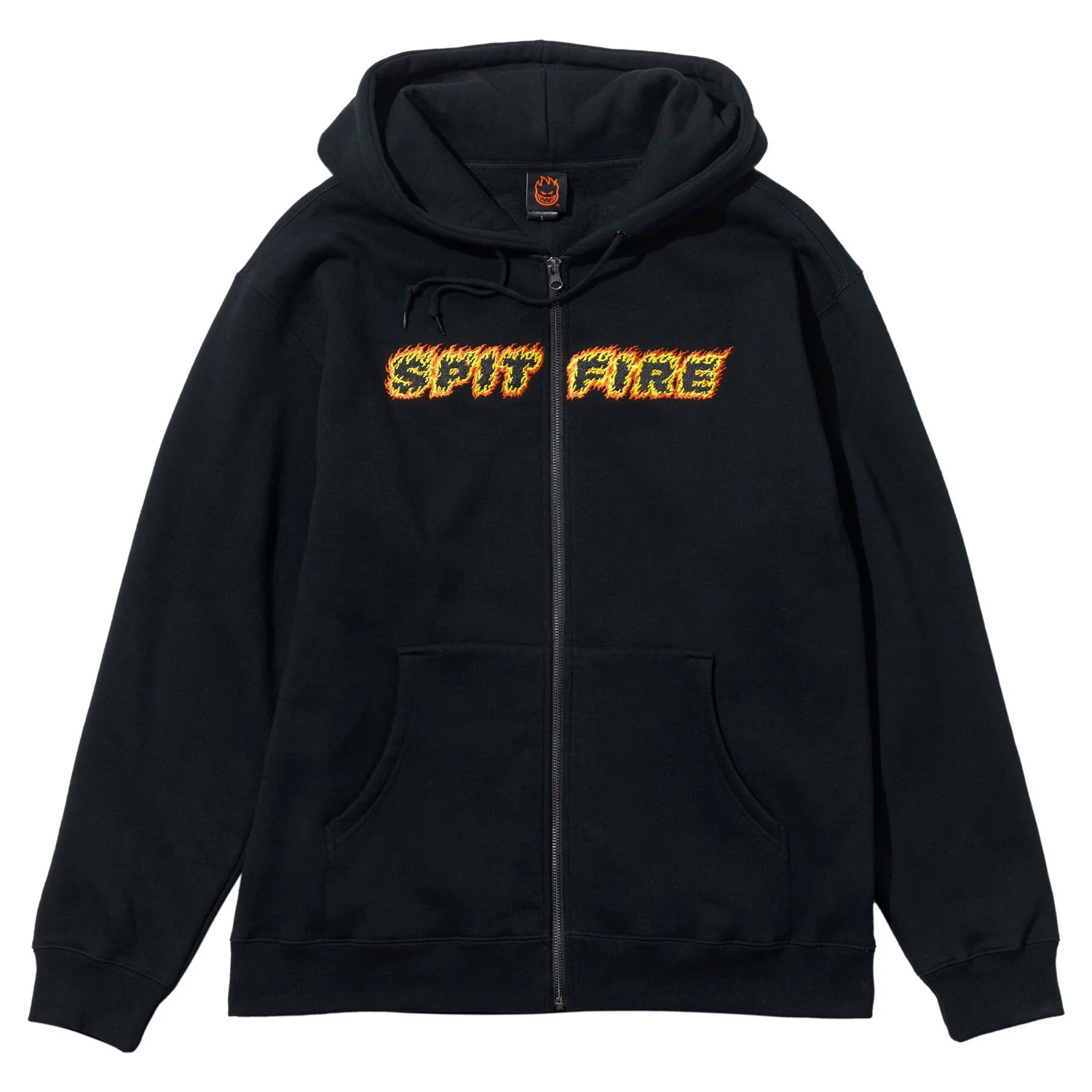 Spitfire Wheels Hoody Flames Script Zip Black