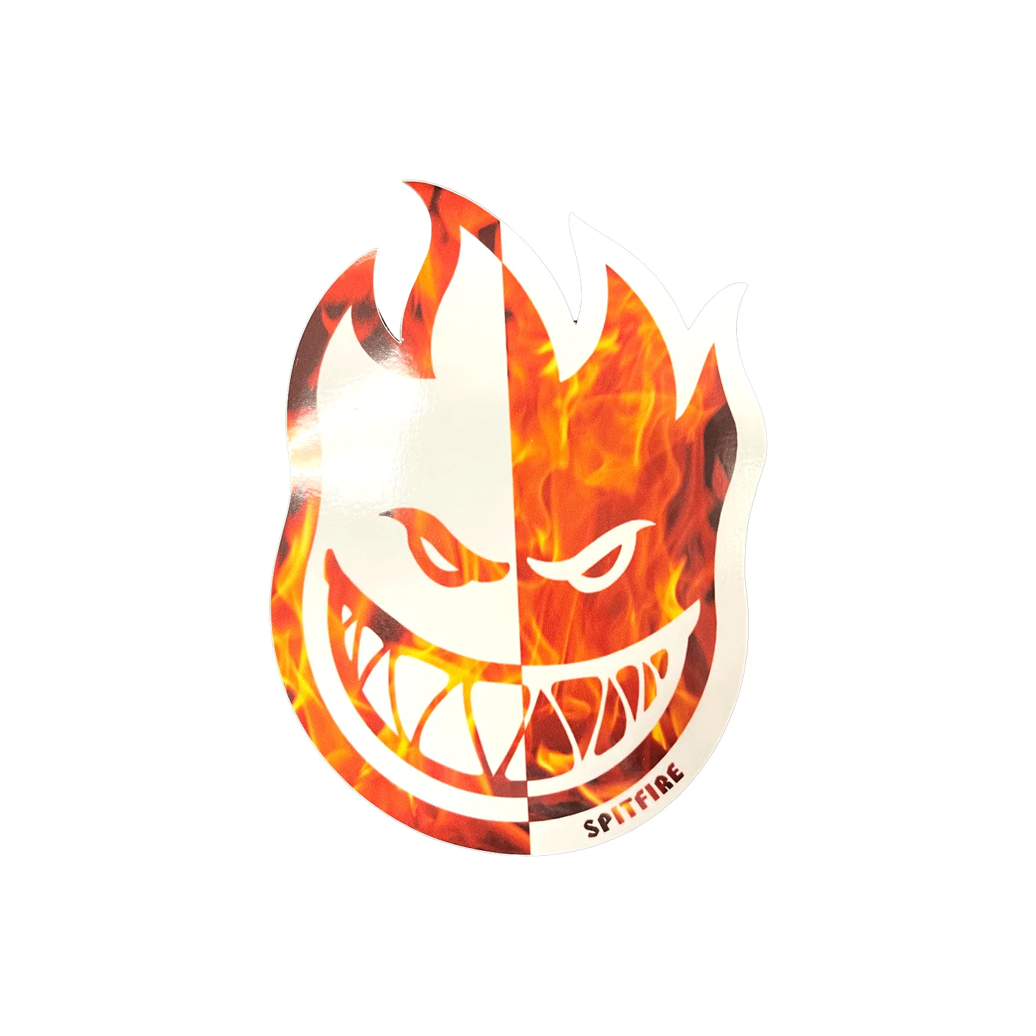 Spitfire Wheels Mylar Skateboard Stickers Two Tone Flame White/Orange 4.5" x 6" 5-Pack - Image 2
