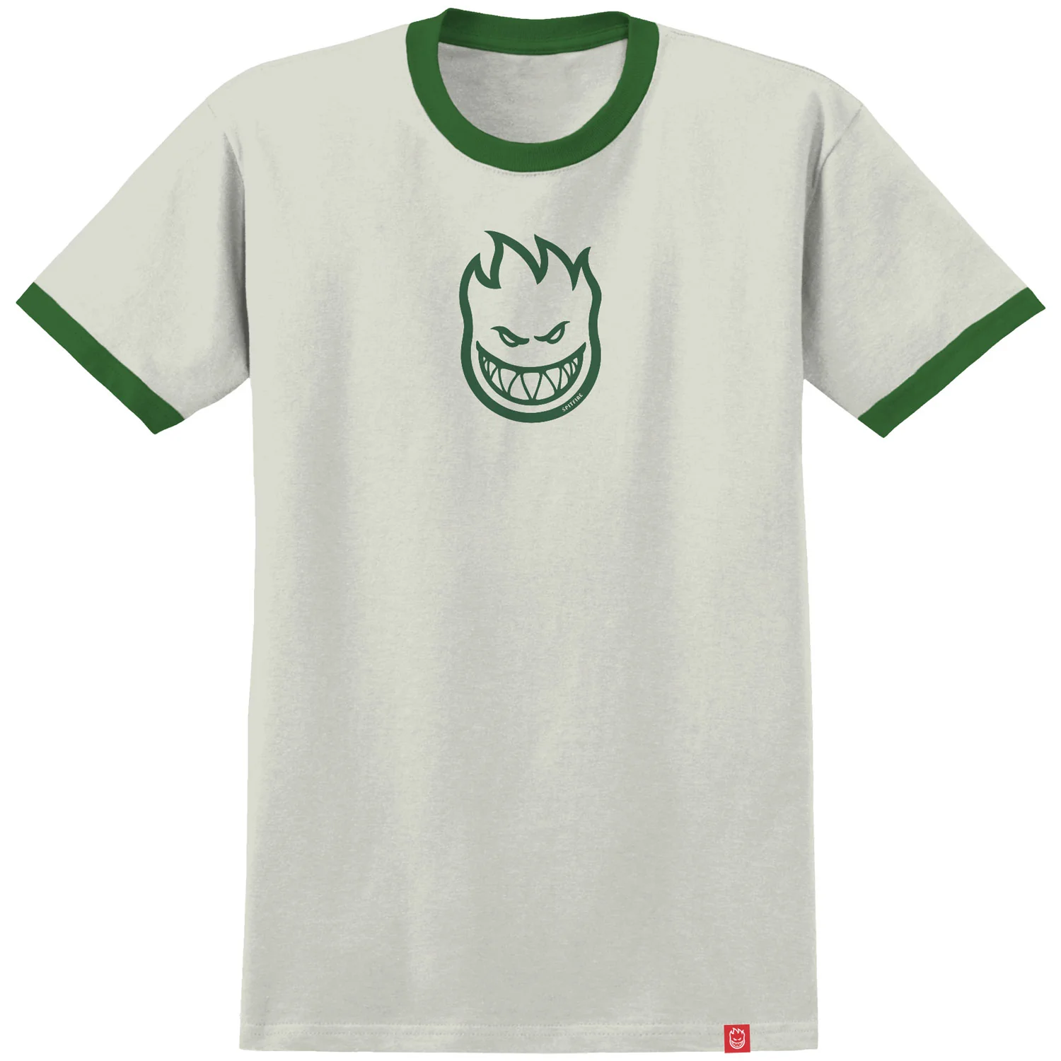 Spitfire Wheels Shirt Bighead Mid Ringer Natural/Green