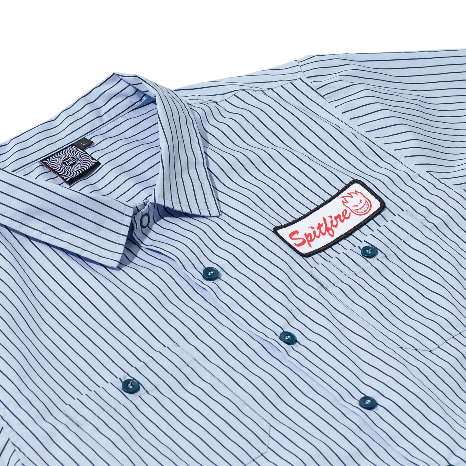 Spitfire Wheels Shirt Chrome Venom Work Shirt Light Blue/Navy - Image 5