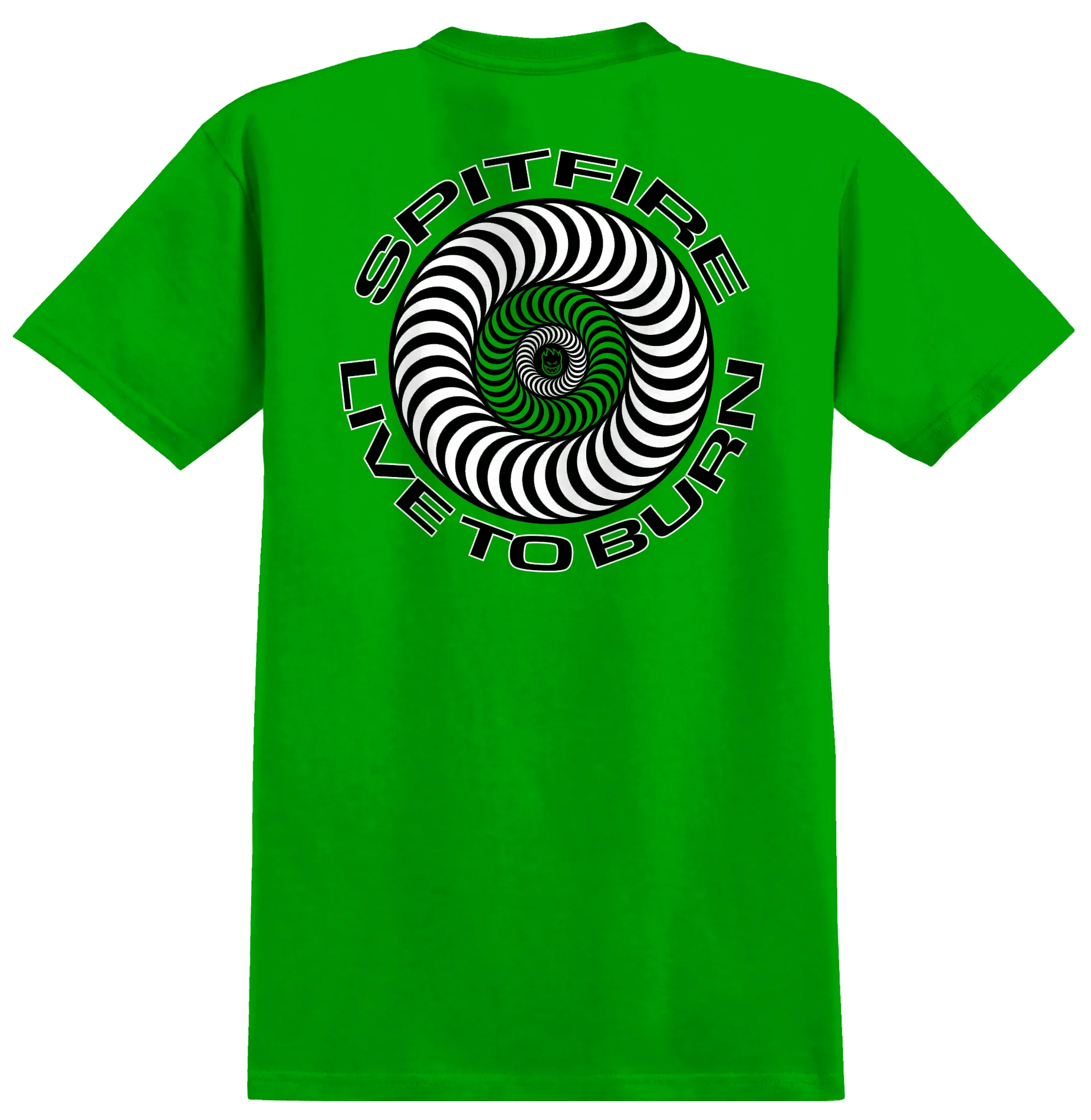 Spitfire Wheels Shirt Live to Burn Classic Irish Green - Image 2
