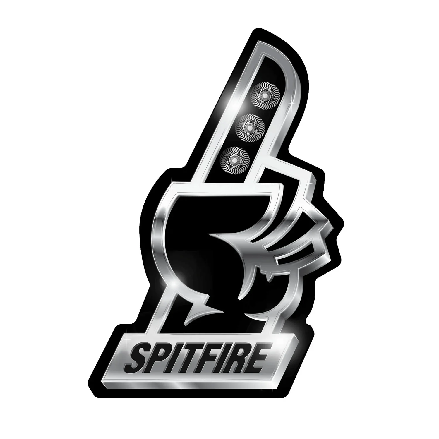 Spitfire Wheels Skateboard Sticker Chrome Finger Silver 4" x 5.5" 5-Pack - Image 2
