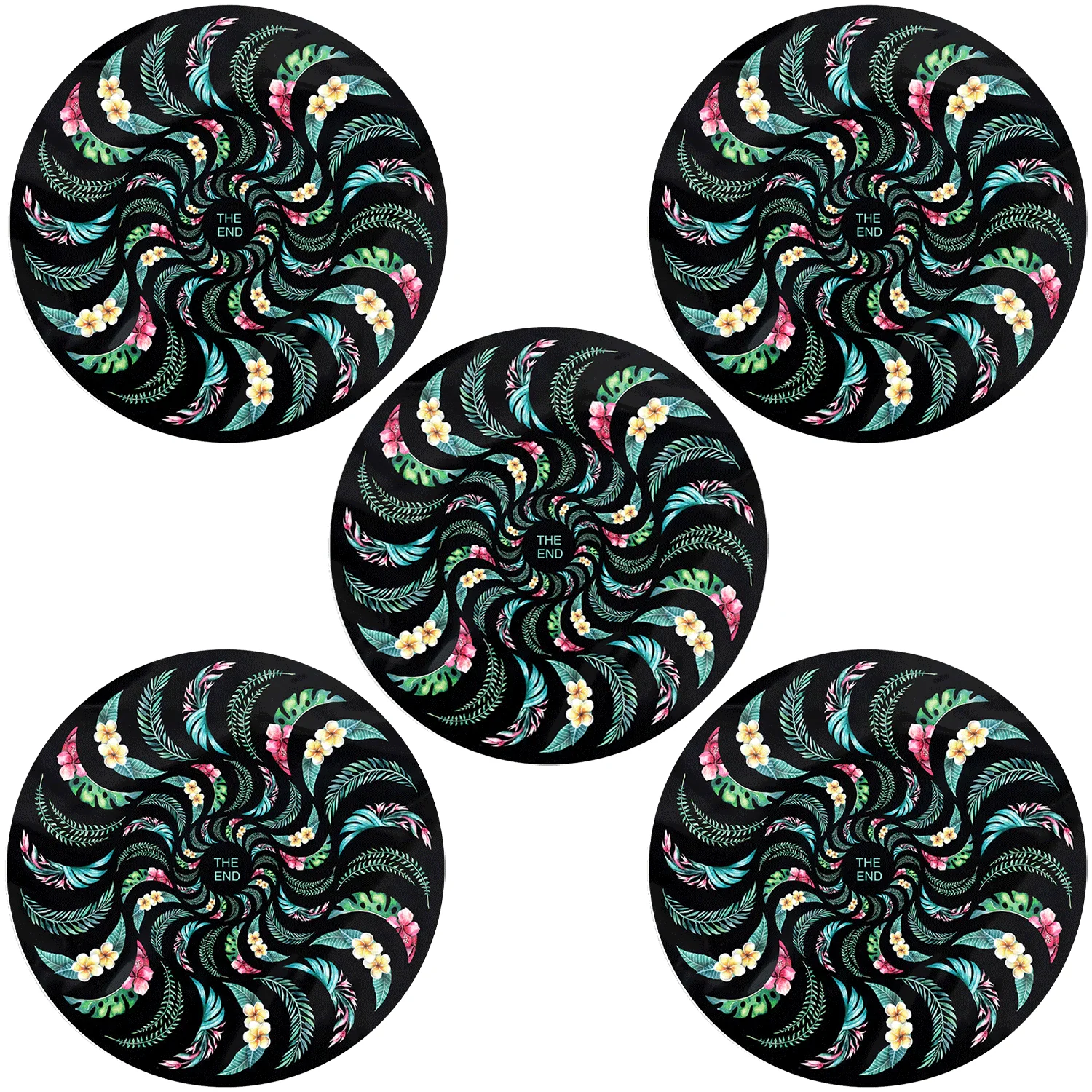 Spitfire Wheels Skateboard Sticker Floral Swirl Black/Blue 5" 5-Pack