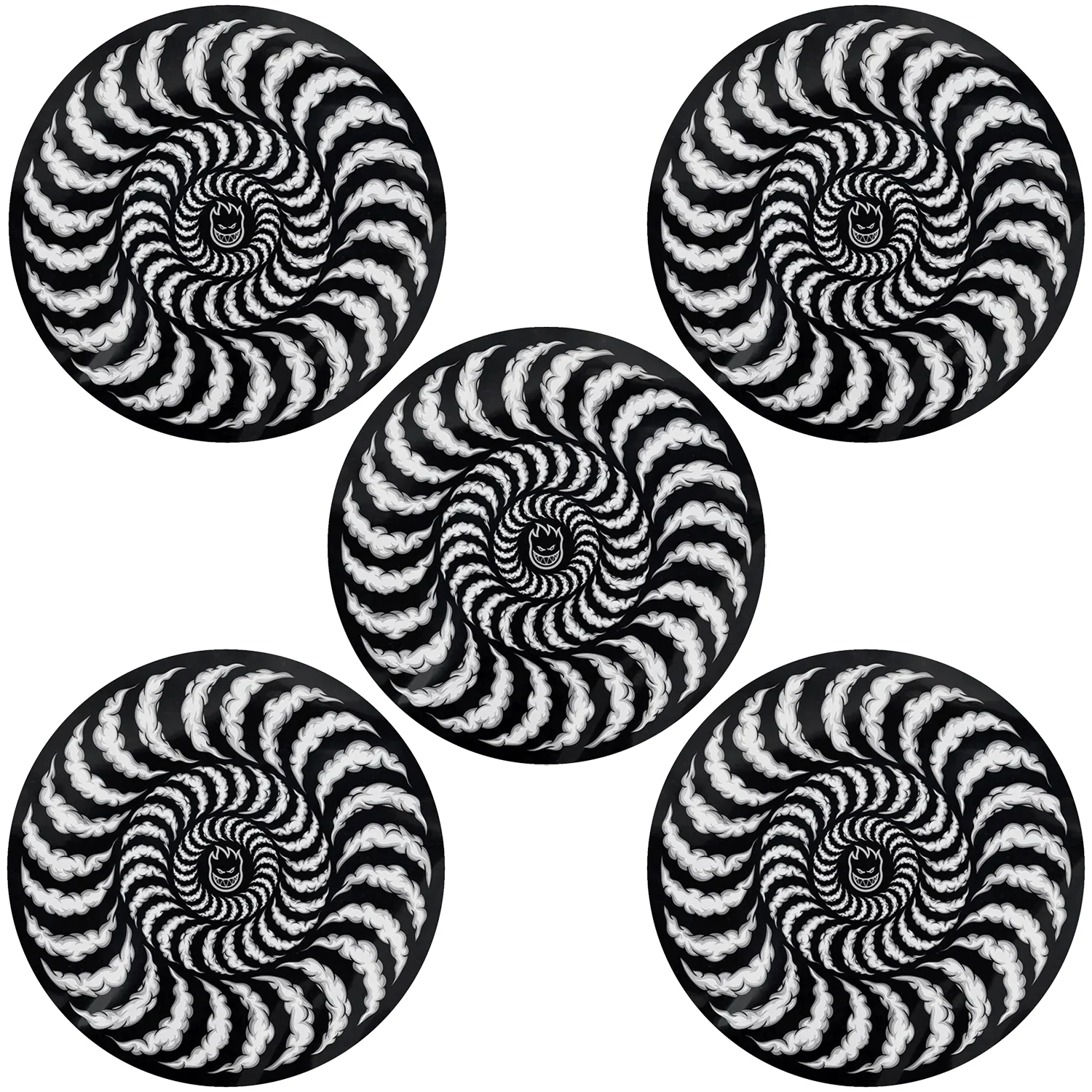 Spitfire Wheels Skateboard Sticker Smoke Classic Black/Grey 3.5" 5-Pack