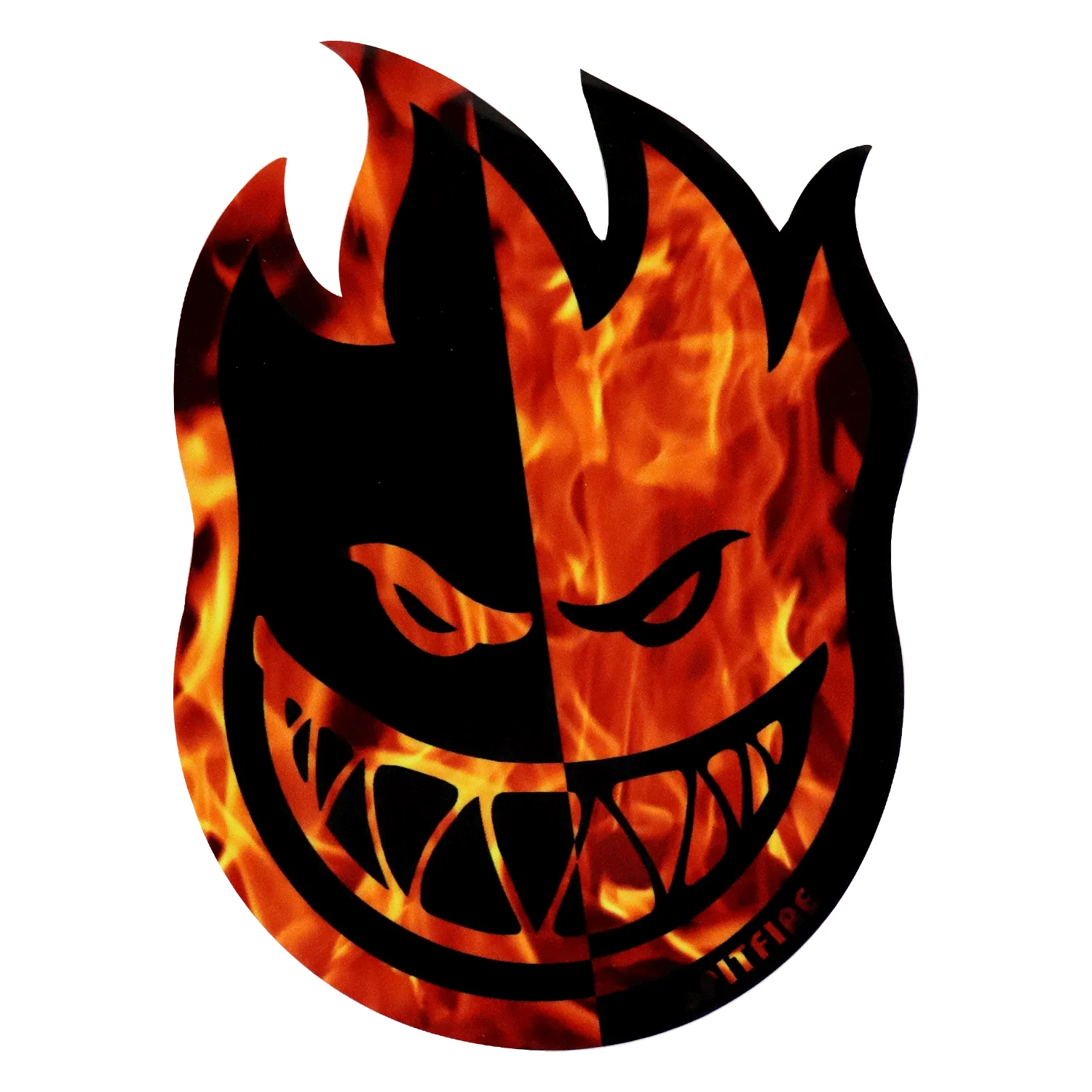 Spitfire Wheels Skateboard Sticker Two Tone Flame Bighead Black/Orange 4.5" x 6"