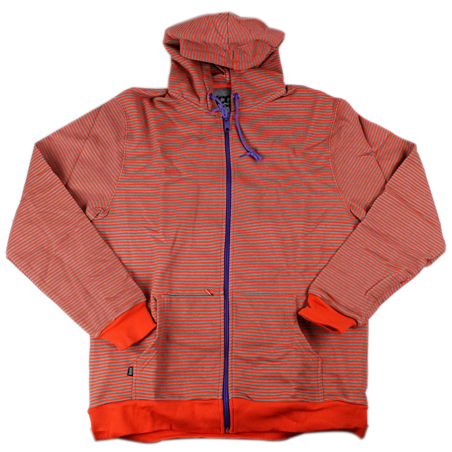 Stash Pocket Hoodie Micro Stripe Orange/Grey