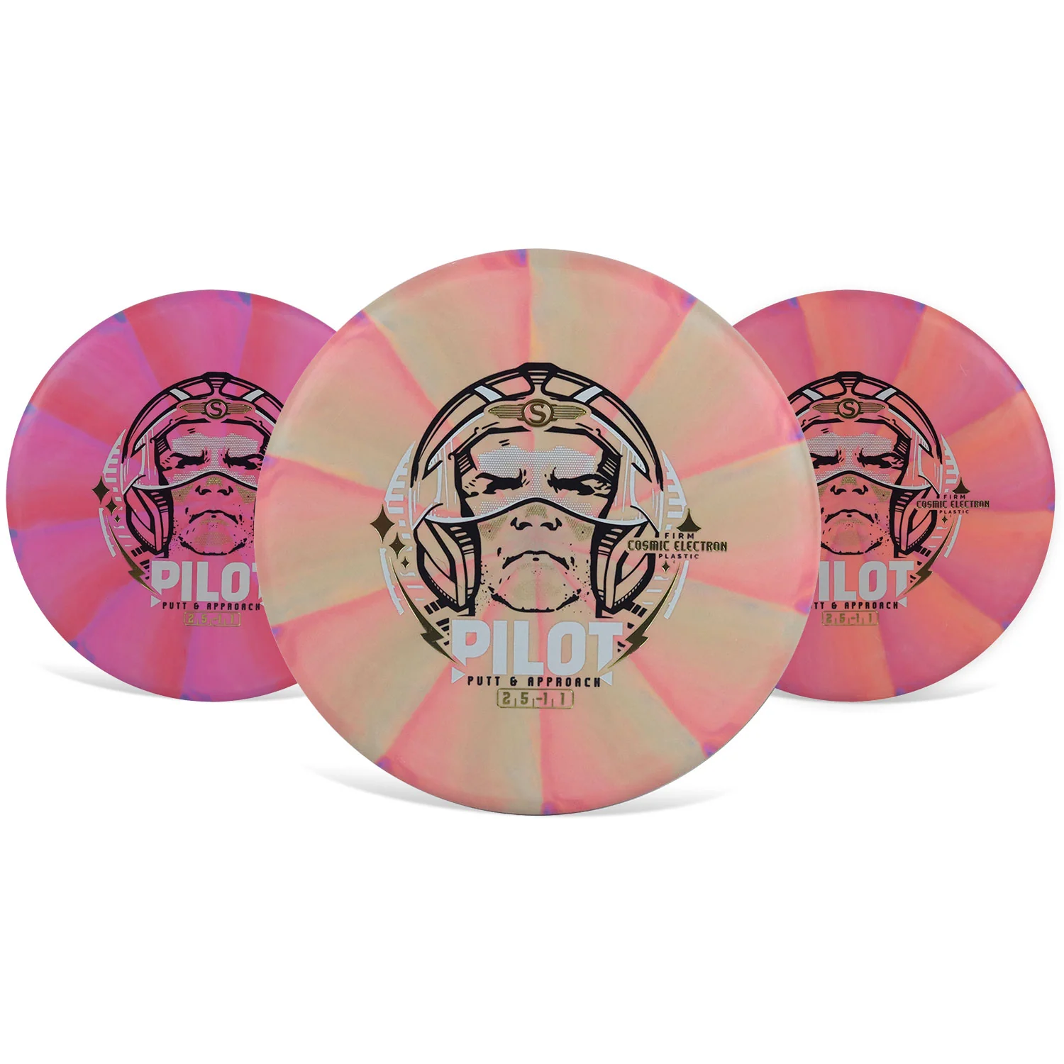 Streamline Disc Golf Putter 3-Pack Cosmic Electron Firm Pilot Pink,Green,Orange 171g