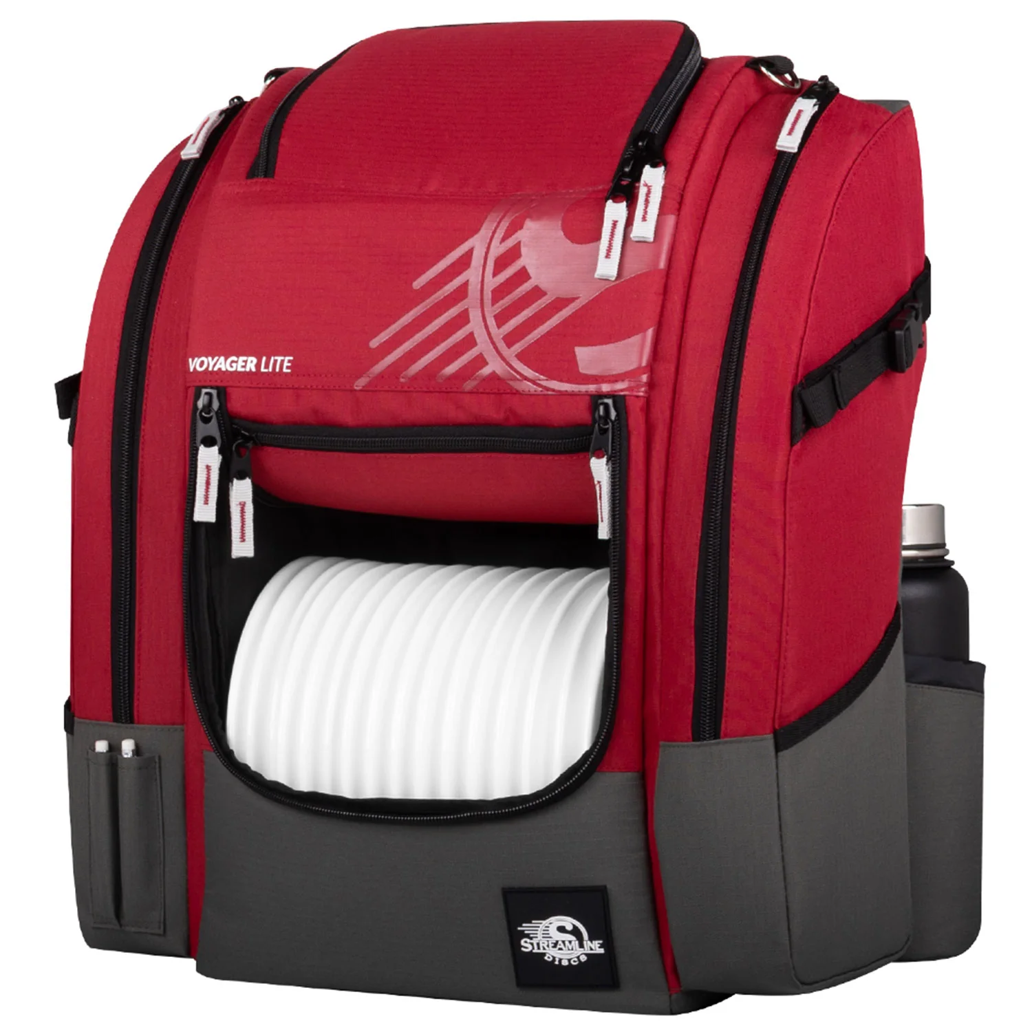 Streamline Discs Disc Golf Backpack Bag - Voyager Lite Backpack - Burgundy/Dark Grey - Image 3